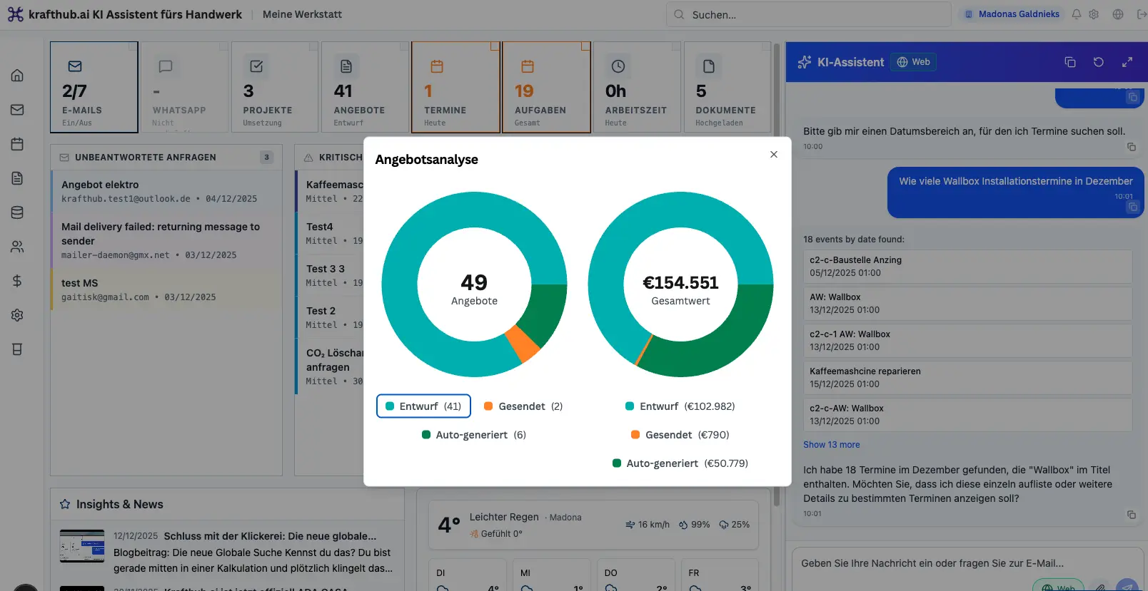 Smart Context & Actions Dashboard